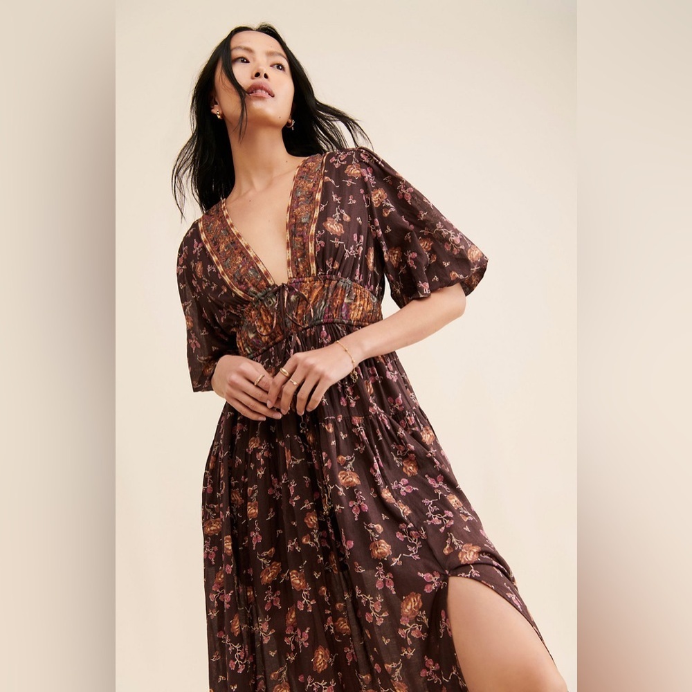 Free People Lysette Floral Maxi Dress Sz M - Picture 1 of 6